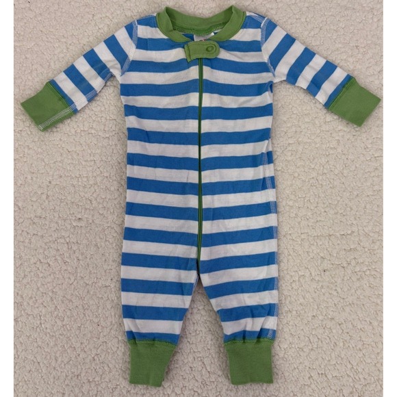 Hanna Andersson Other - Hanna Andersson Baby Blue White Striped Organic Cotton Sleeper 0-6 Months